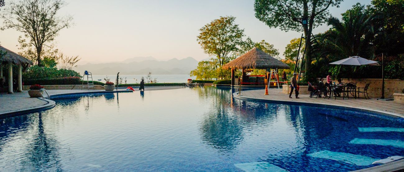 Pool and leisure setting illustrating downtime at a hotel